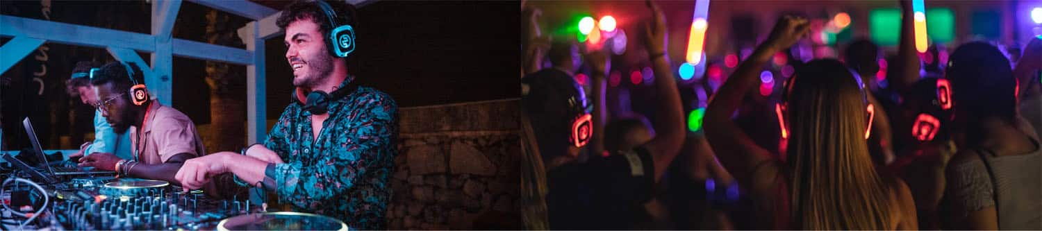 Silent-Disco-Kopfhörer mieten bei Silentsystem – kabellose lautlose Disco